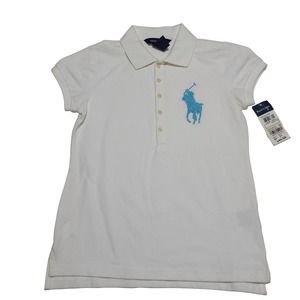 Ralph Lauren beaded white cap-sleeved polo shirt